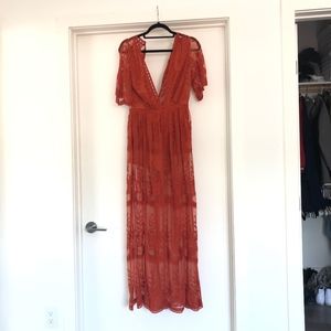 rust colored boho dress